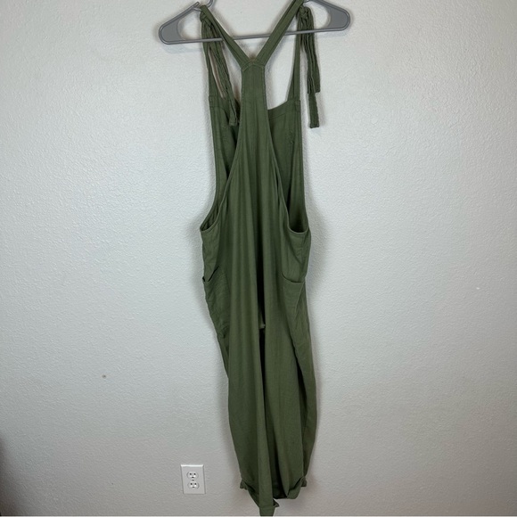 Aerie Slouchy Ankle Green Lightweight Tencel Overalls - Picture 2 of 6